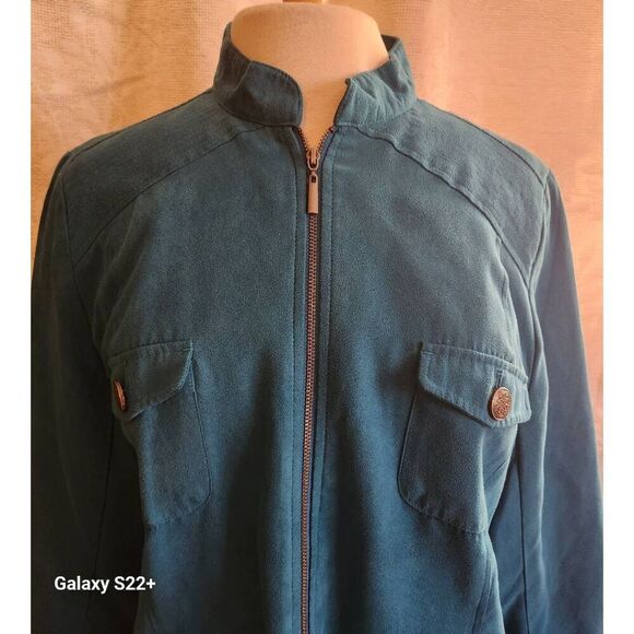 J9  Studio Works petite dressy turquois zip up utility Jacket - Picture 4 of 9